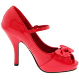 Rot Lack 12 cm retro vintage CUTIEPIE-08 Plateau Pumps Open Toe