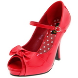 Rot Lack 12 cm retro vintage CUTIEPIE-08 Plateau Pumps Open Toe