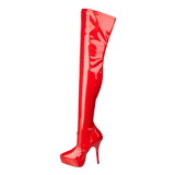 Rot Lack 13,5 cm INDULGE-3000 Plateau Überkniestiefel