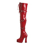 Rot Lack 13 cm ELECTRA-3028 Overknees Damenstiefel