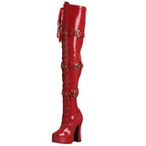 Rot Lack 13 cm ELECTRA-3028 Overknees Damenstiefel