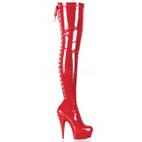 Rot Lack 15,5 cm DELIGHT-3063 Plateau Overknee Stiefel