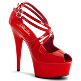 Rot Lack 15 cm Pleaser DELIGHT-612 Plateau Pumps