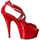 Rot Lack 15 cm Pleaser DELIGHT-612 Plateau Pumps