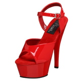 Rot Lack 15 cm Pleaser KISS-209 Plateau High Heels