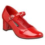 Rot Lack 5 cm SCHOOLGIRL-50 Klassische Pumps Schuhe Damen