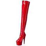 Rot Lackleder 18 cm ADORE-3063 Overknee stiefel mit plateau