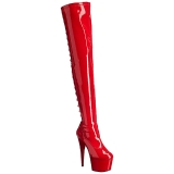 Rot Lackleder 18 cm ADORE-3063 Overknee stiefel mit plateau