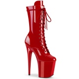 Rot Lackleder 20 cm FLA-1050 schnürstiefelette high heels - extreme plateaustiefeletten