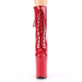 Rot Lackleder 23 cm INFINITY-1020 schnürstiefelette high heels - extreme plateaustiefeletten