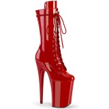 Rot Lackleder 23 cm INFINITY-1050 schnürstiefelette high heels - extreme plateaustiefeletten