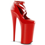 Rot Lackleder 25,5 cm BEYOND-087 extreme high heels - extreme plateau pumps