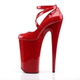 Rot Lackleder 25,5 cm BEYOND-087 extreme high heels - extreme plateau pumps