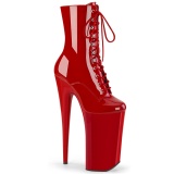 Rot Lackleder 25,5 cm BEYOND-1020 schnürstiefelette high heels - extreme plateaustiefeletten