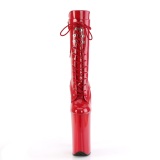 Rot Lackleder 25,5 cm BEYOND-1050 schnürstiefelette high heels - extreme plateaustiefeletten