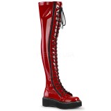 Rot Lackleder 5 cm EMILY-375 overknee stiefel mit schnrung