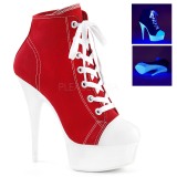 Rot Neon 15 cm DELIGHT-600SK-02 Leinenstoff high heels chucks