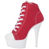 Rot Neon 15 cm DELIGHT-600SK-02 Leinenstoff high heels chucks