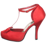 Rot Satin 12 cm retro vintage CUTIEPIE-12 pumps mit niedrigem absatz