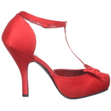 Rot Satin 12 cm retro vintage CUTIEPIE-12 pumps mit niedrigem absatz