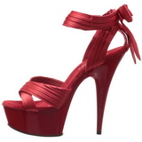 Rot Satin 15 cm DELIGHT-668 Hohe Abend Sandaletten mit Absatz