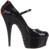 Rot Schwarz 15,5 cm DELIGHT-687FH Mary Jane Pumps Schuhe
