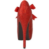 Rot Strass 14,5 cm Burlesque TEEZE-04R Plateau Damen Pumps Schuhe