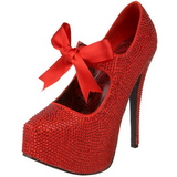 Rot Strass 14,5 cm Burlesque TEEZE-04R Plateau Damen Pumps Schuhe