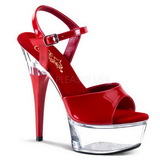 Rot Transparent 15 cm CAPTIVA-609 Plateau High Heels