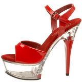 Rot Transparent 15 cm CAPTIVA-609 Plateau High Heels