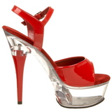 Rot Transparent 15 cm CAPTIVA-609 Plateau High Heels