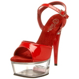 Rot Transparent 15 cm CAPTIVA-609 Plateau High Heels