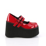 Rot Vegan 11,5 cm DemoniaCult KERA-08 mary jane plateau pumps