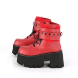 Rot Vegan 9 cm ASHES-57 lolita plateau stiefeletten mit blockabsatz