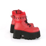 Rot Vegan 9 cm ASHES-57 lolita plateau stiefeletten mit blockabsatz