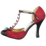 Rot Velour 10 cm SMITTEN-10 Rockabilly pumps mit niedrigem absatz