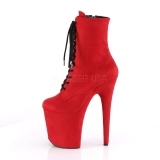 Rot faux suede 20 cm FLAMINGO-1020FS pole dance ankle boots