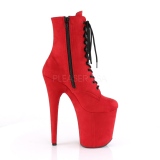 Rot faux suede 20 cm FLAMINGO-1020FS pole dance ankle boots