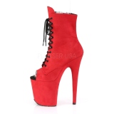 Rot faux suede 20 cm FLAMINGO-1021FS pole dance ankle boots