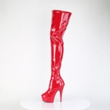 Rote 15 cm DELIGHT-4000 Vinyl overknee stiefel crotch hoch