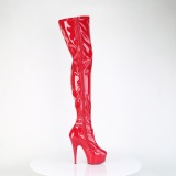 Rote 15 cm DELIGHT-4000 Vinyl overknee stiefel crotch hoch