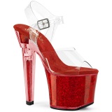 Rote 18 cm LOVESICK-708SG glitter plateau high heels sandaletten