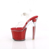 Rote 18 cm LOVESICK-708SG glitter plateau high heels sandaletten