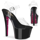 Rote 18 cm SKY-308CRS plateau high heels mit strass steinen