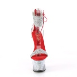 Rote 18 cm SKY-327RSI pleaser high heels mit strass knöchelmanschette