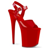 Rote high heels 20 cm FLAMINGO-808N JELLY-LIKE stretchmaterial plateau high heels