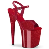 Rote high heels 20 cm FLAMINGO-809GP glitter plateau high heels