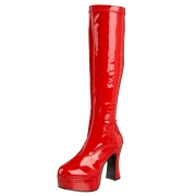 Rote lackleder plateaustiefel 10 cm - lackboots 70er jahre hippie disco plateauboots