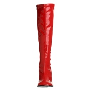 Rote lackstiefel blockabsatz 7,5 cm - 70er jahre hippie disco kniehohe boots gogo