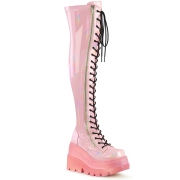 Roze Patent 11,5 cm SHAKER-374-1 overknee boots with laces